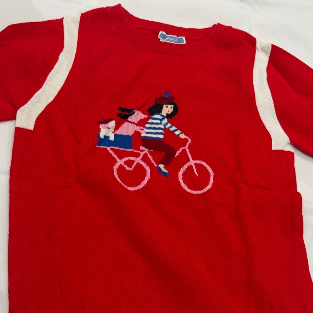 Jacadi Red Sweater with Bicycle Graphic